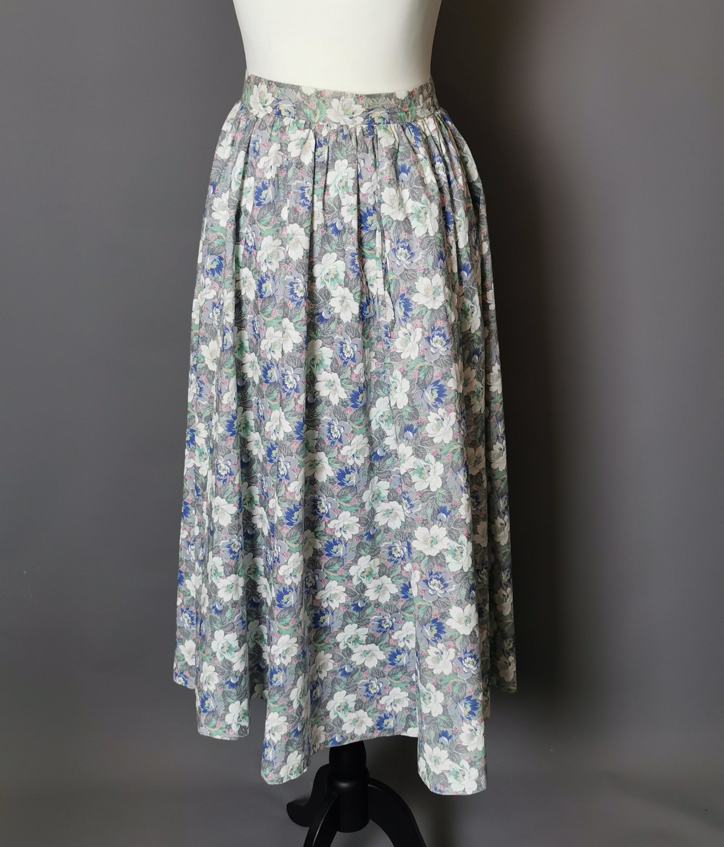 Vintage cotton skirt suit, two piece, floral, Viyella