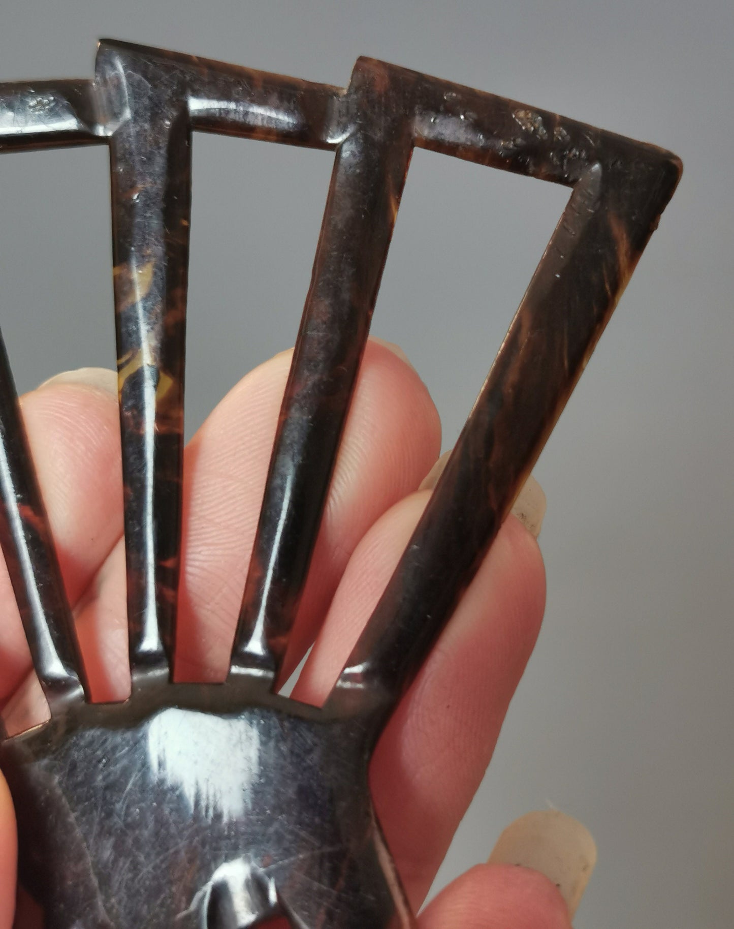 Vintage Art Deco mantilla comb, faux tortoiseshell hair comb, celluloid