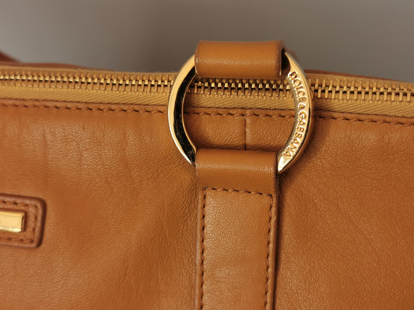 Dolce and Gabbana mustard yellow leather shopping bag, tote