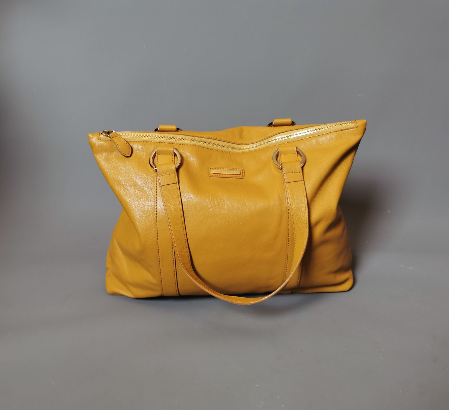 Dolce and Gabbana mustard yellow leather shopping bag, tote