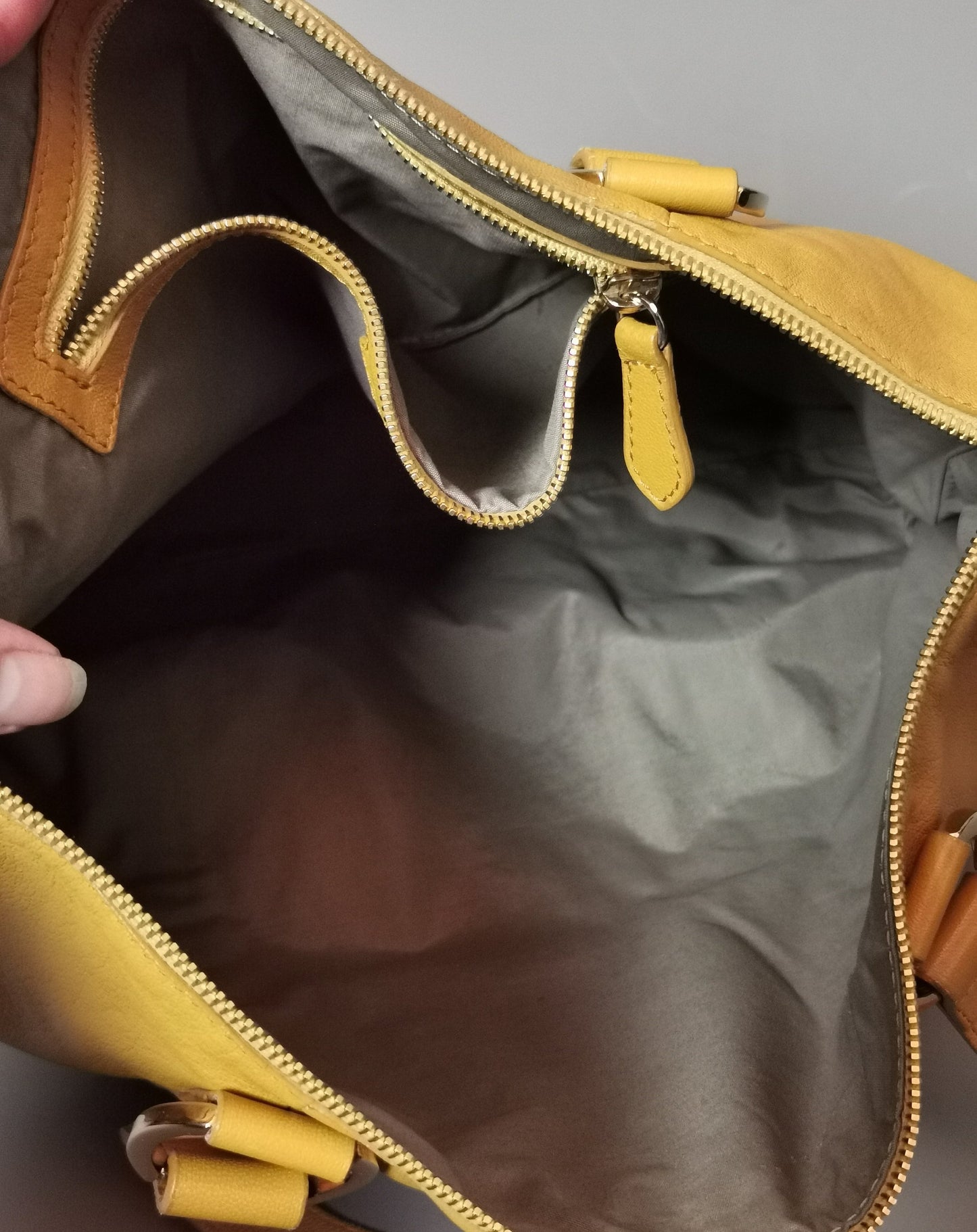 Dolce and Gabbana mustard yellow leather shopping bag, tote