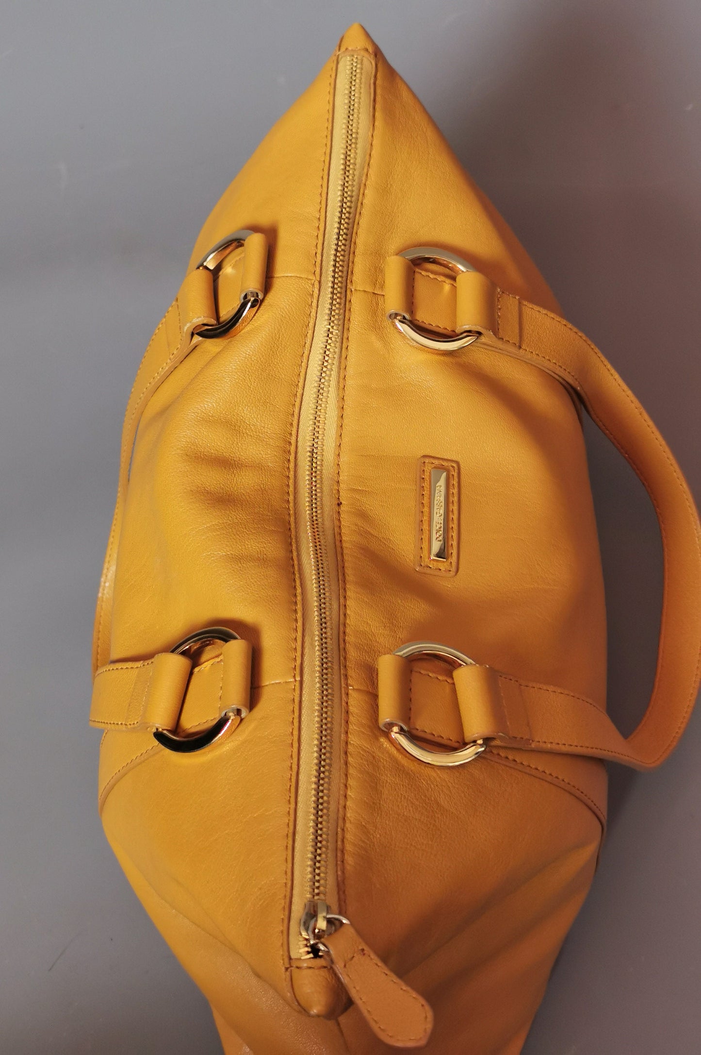 Dolce and Gabbana mustard yellow leather shopping bag, tote