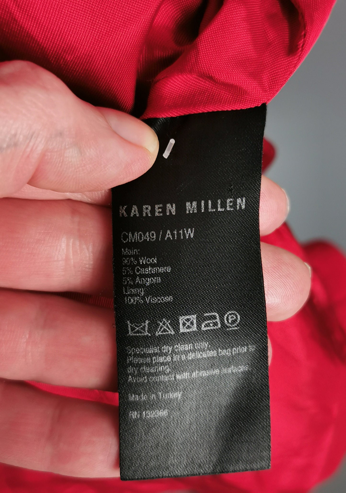 Vintage Karen Millen Red wool overcoat, oversized Button