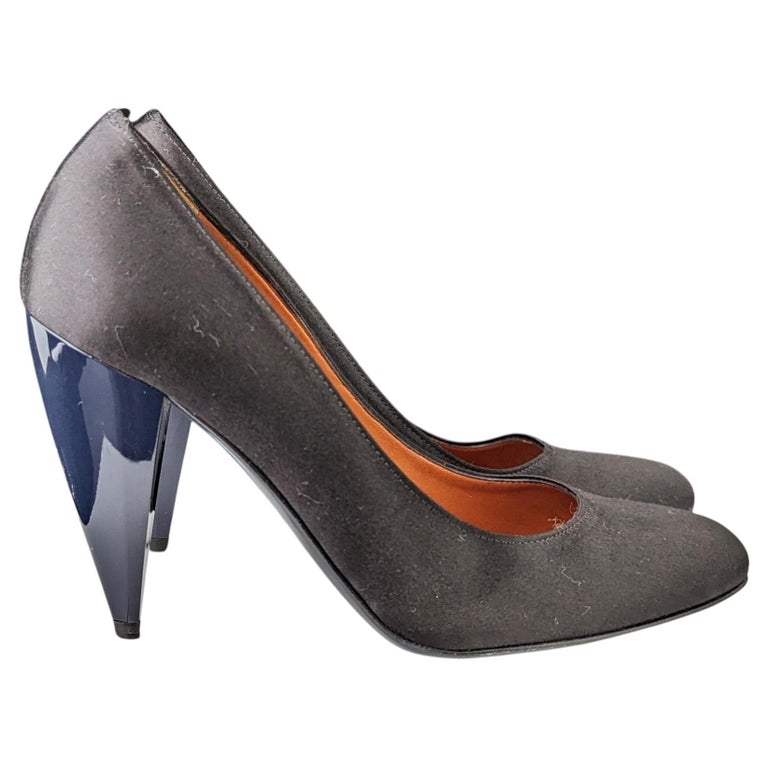 Lanvin Black satin high heeled court shoes, Patent heels, Pumps