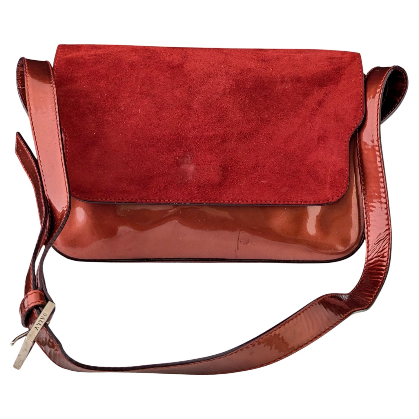 Vintage Bally Red patent leather and suede handbag, Shoulder bag
