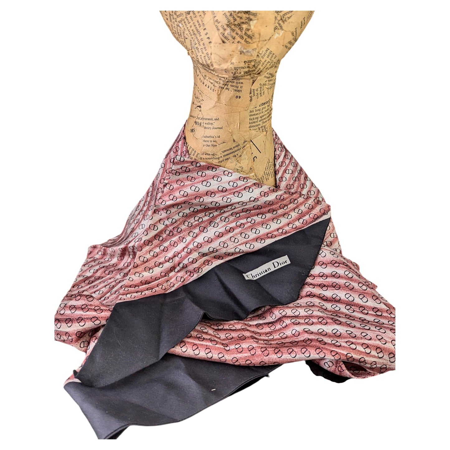 Vintage Christian Dior monogram silk scarf, Long length, Cravat