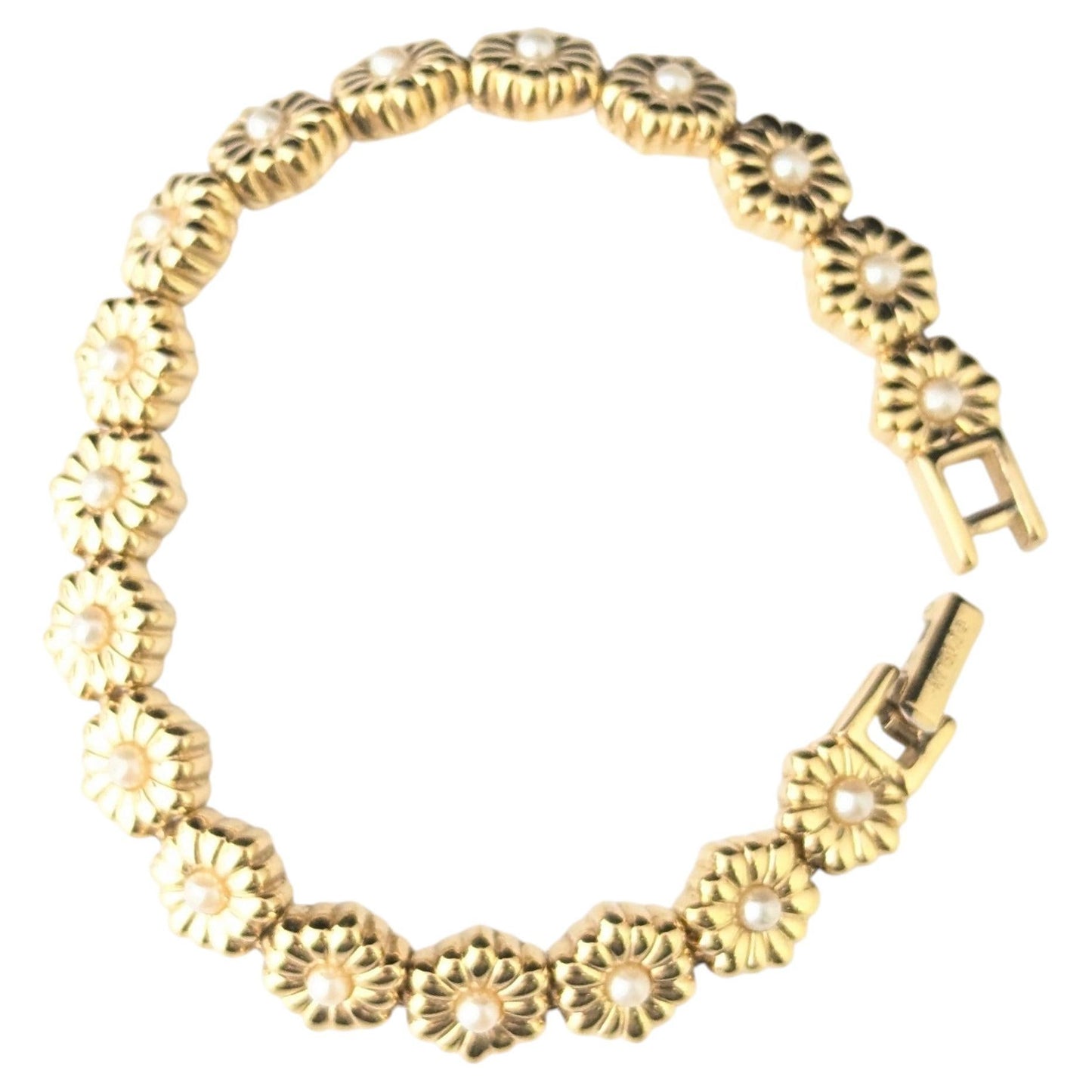 Vintage D'Orlan gold plated flower bracelet, Floral link