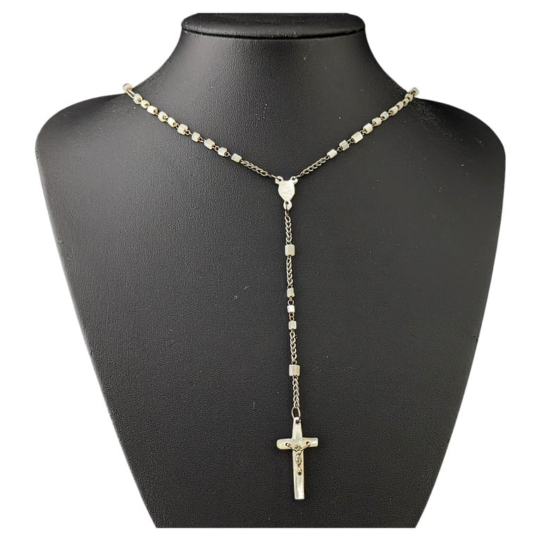 Antique Mother of Pearl Rosary bead necklace, INRI