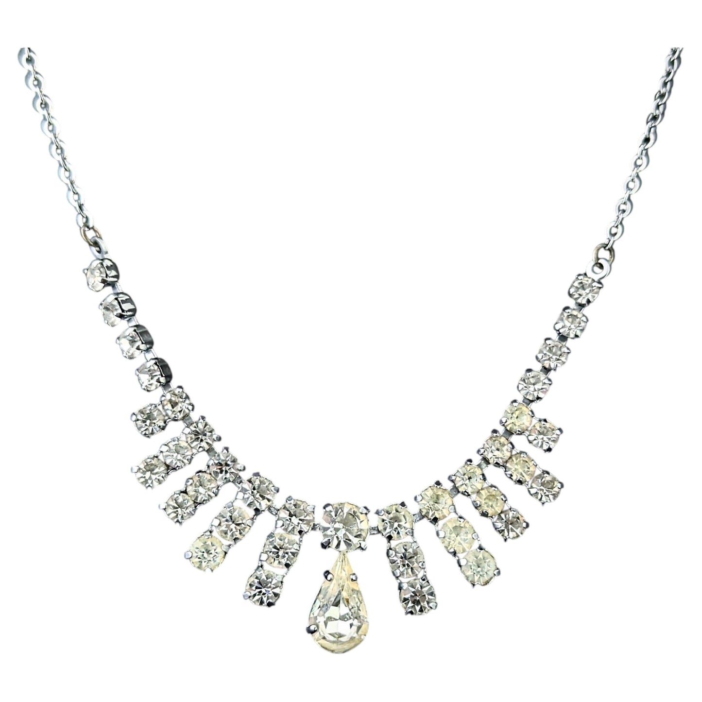 Vintage paste fringe drop necklace