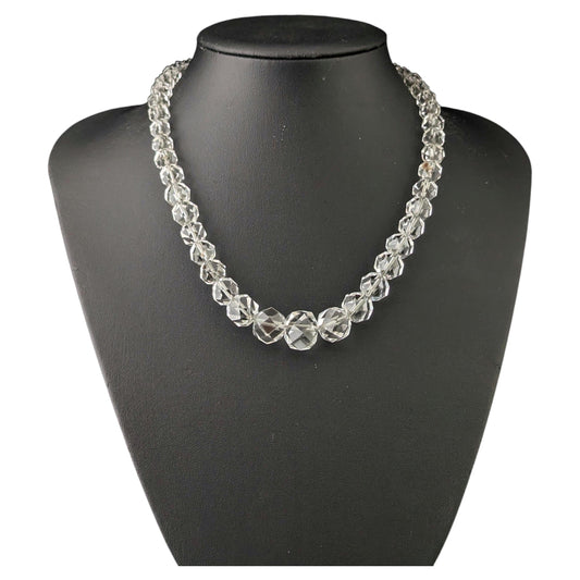 Antique Art Deco rock crystal bead necklace