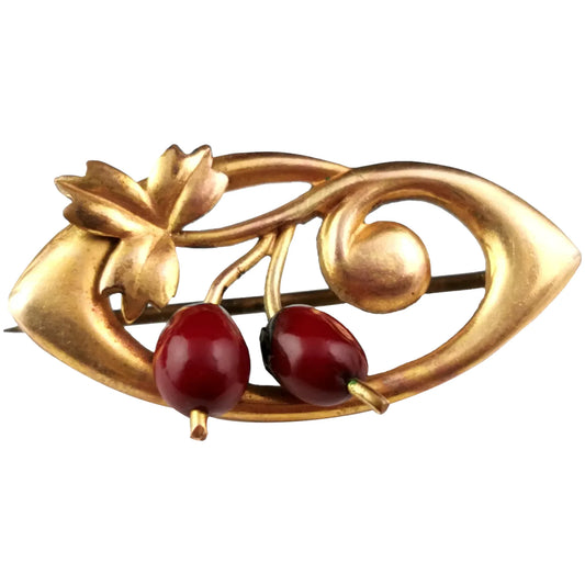 Antique Art Nouveau gilt Berry brooch