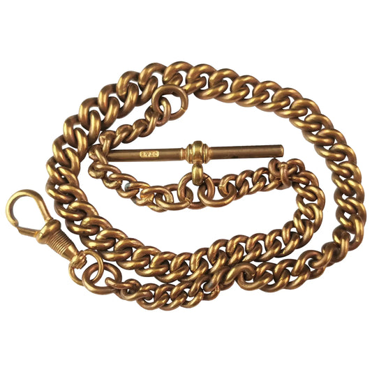 Antique gilt brass Albert chain, watch chain, Victorian