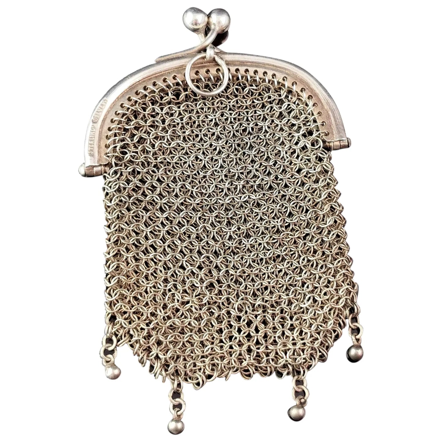 Antique sterling silver mesh coin purse