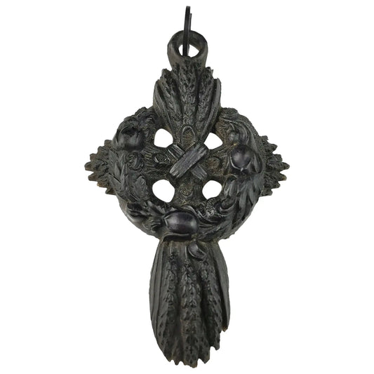 Antique Victorian mourning Cross pendant, Bog oak