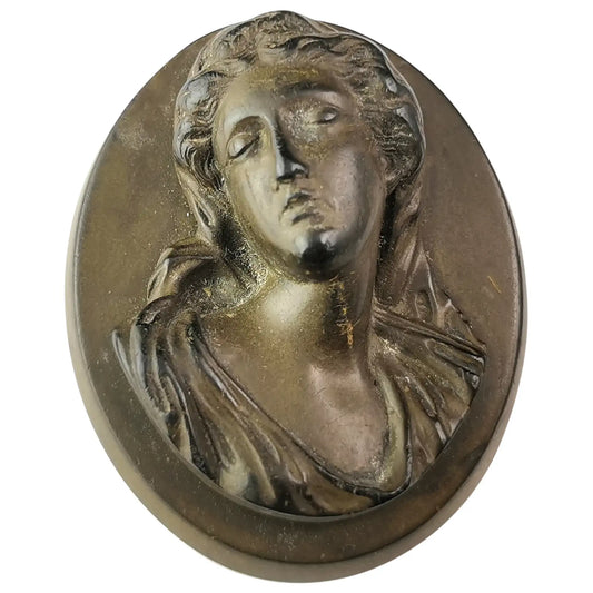 Antique Victorian Vulcanite cameo brooch