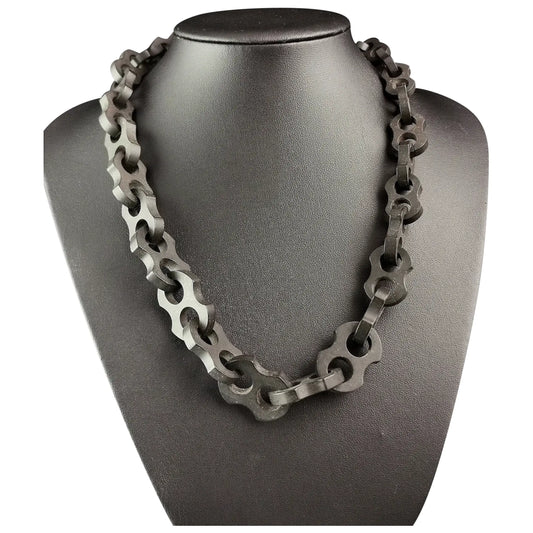 Antique Victorian Vulcanite chain necklace, chunky mariner link