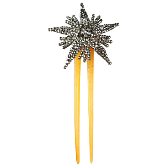 Antique cut steel Star hair comb, Victorian