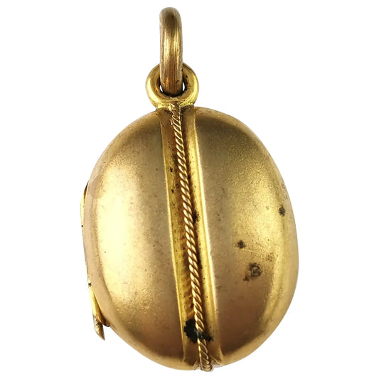 Antique gilt coffee bean locket, Edwardian