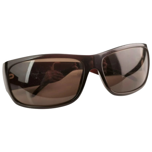 Dolce and Gabbana sunglasses, Brown wraparound frame, logo