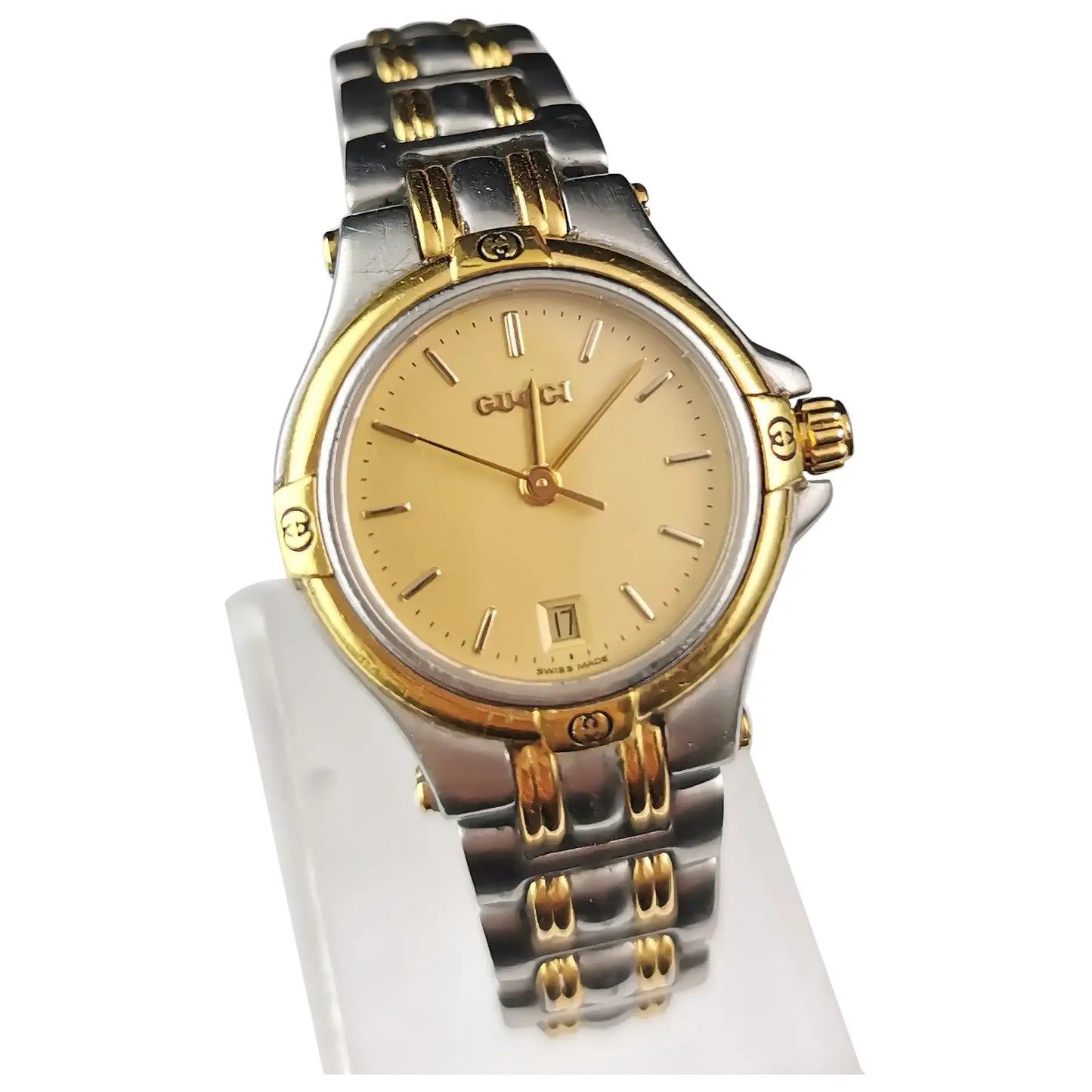 Gucci 9040l Ladies wristwatch, Stainless steel and gold plated