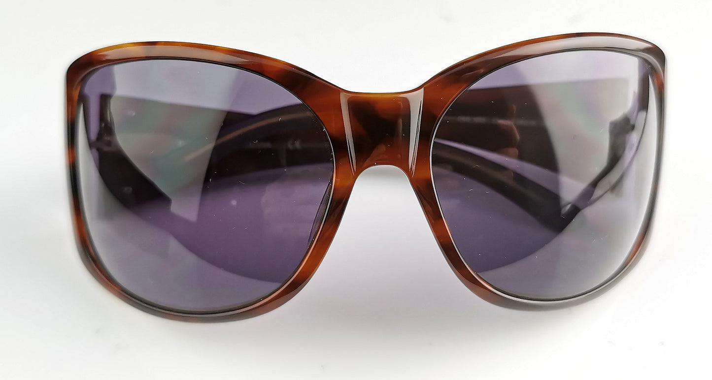 Dolce and Gabbana faux tortoiseshell sunglasses, Silver tone logo