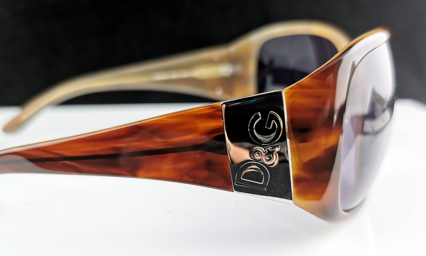 Dolce and Gabbana faux tortoiseshell sunglasses, Silver tone logo