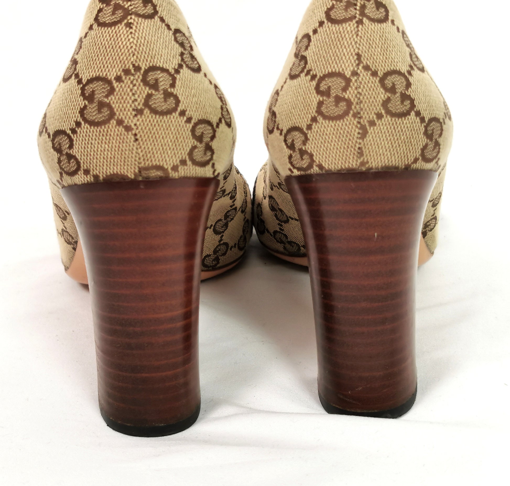 Vintage Gucci Monogram Horsebit Shoes Heeled Pumps 