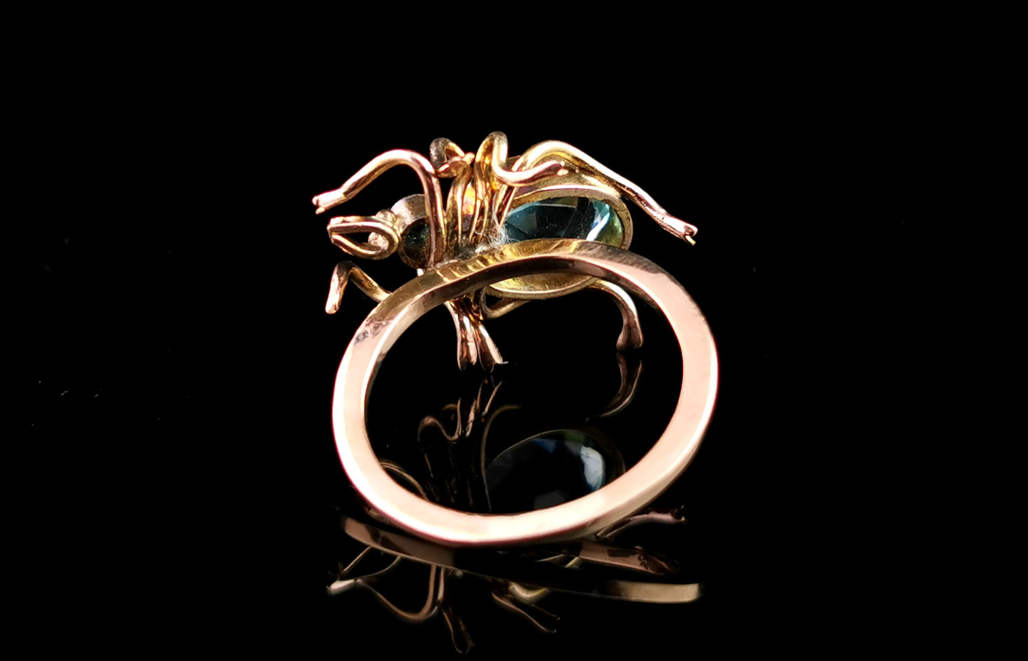 Antique blue paste spider conversion ring, 15ct rolled gold