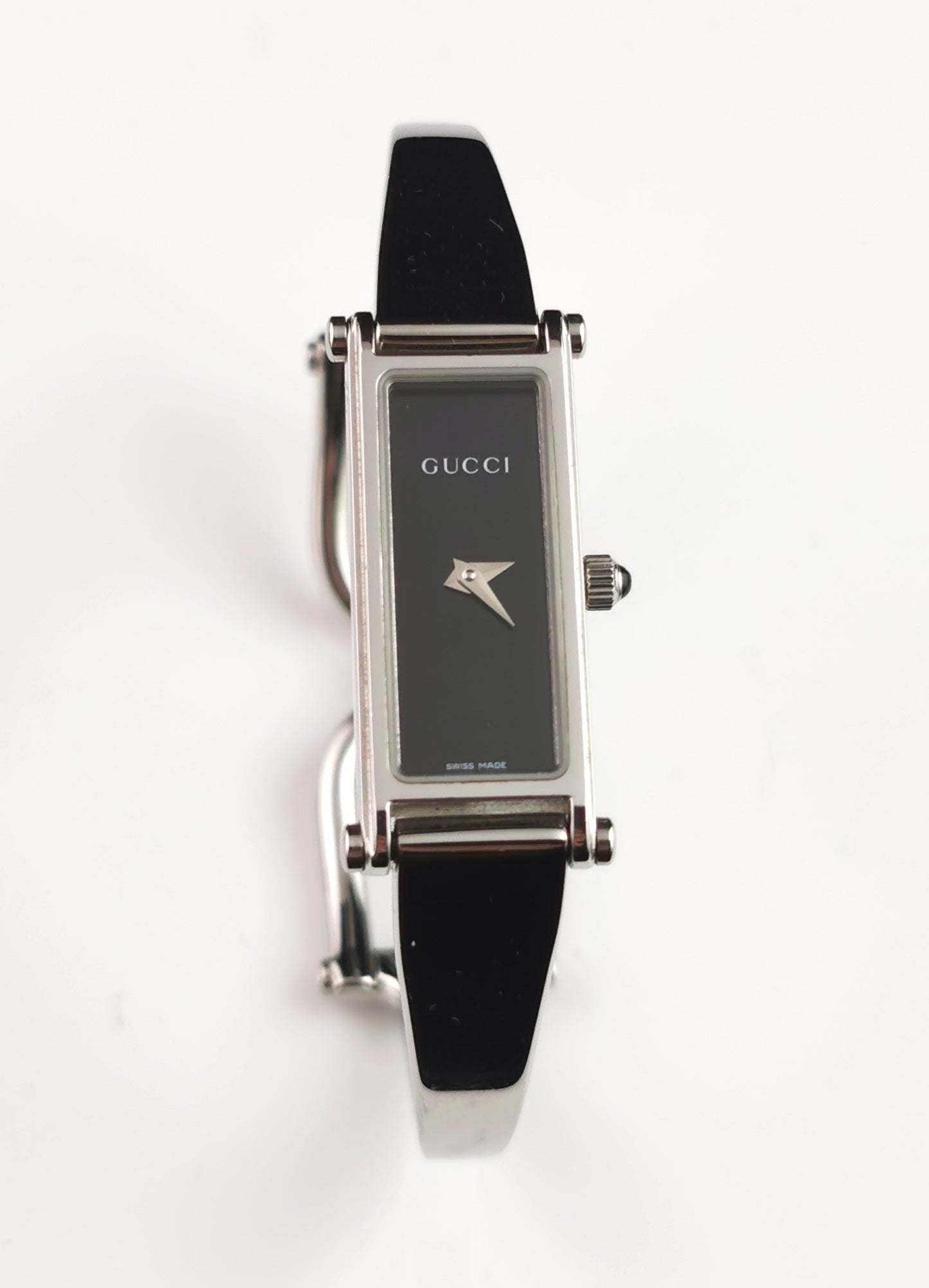 Vintage Gucci 1500l stainless steel ladies wristwatch, Horsebit bangle strap