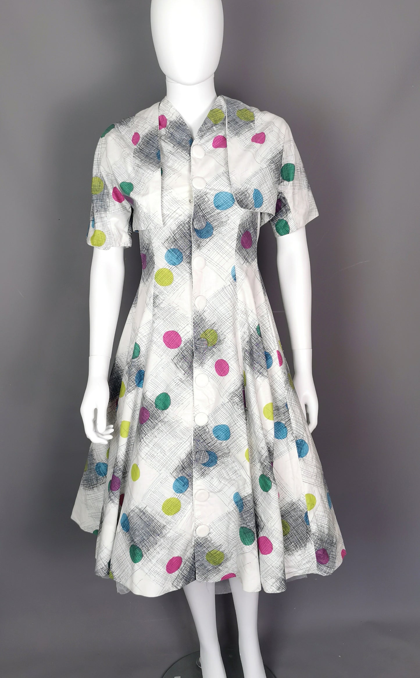 Vintage 1950s two piece dress, space age, bolero