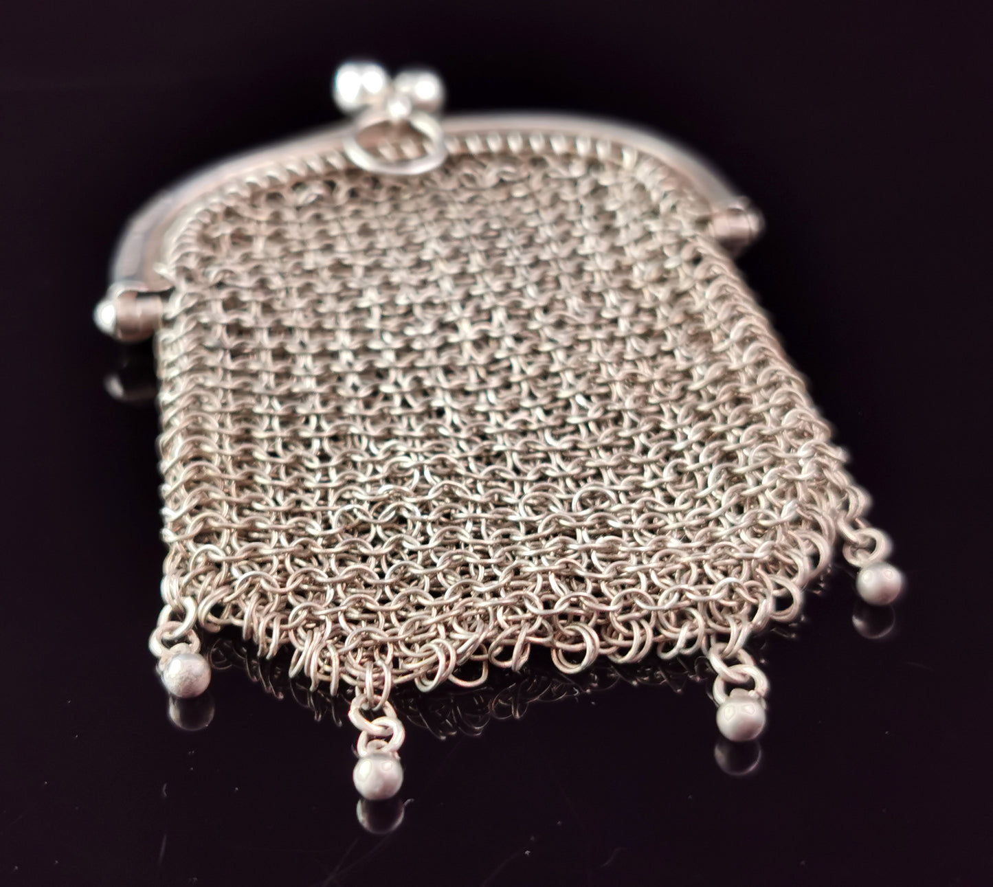 Antique sterling silver mesh coin purse