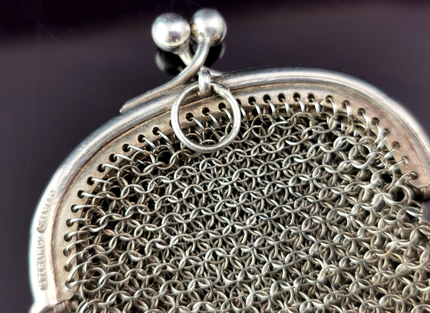 Antique sterling silver mesh coin purse