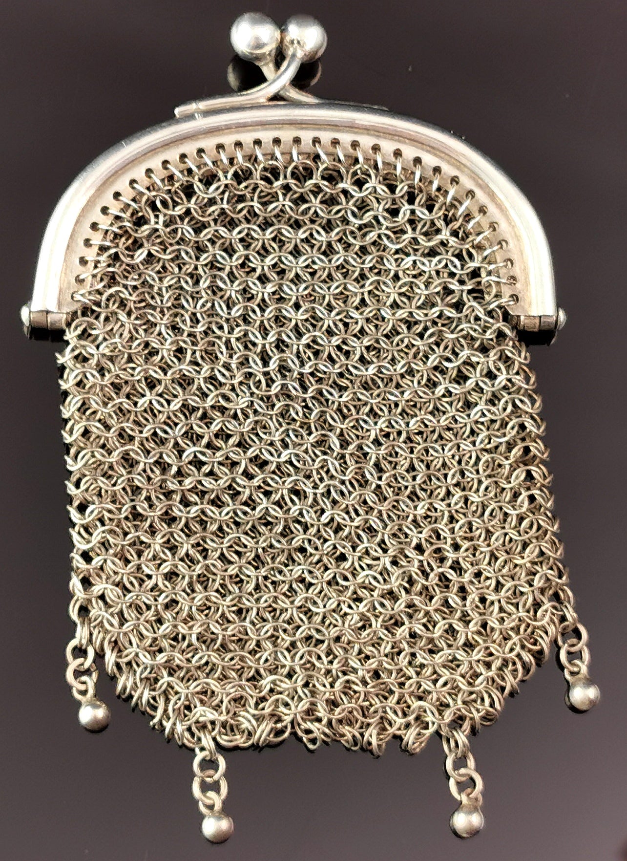 Antique sterling silver mesh coin purse