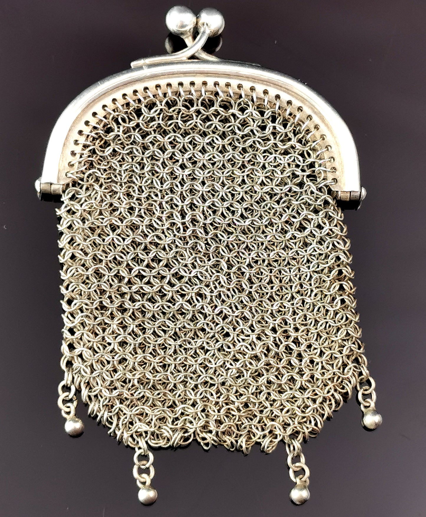 Antique sterling silver mesh coin purse