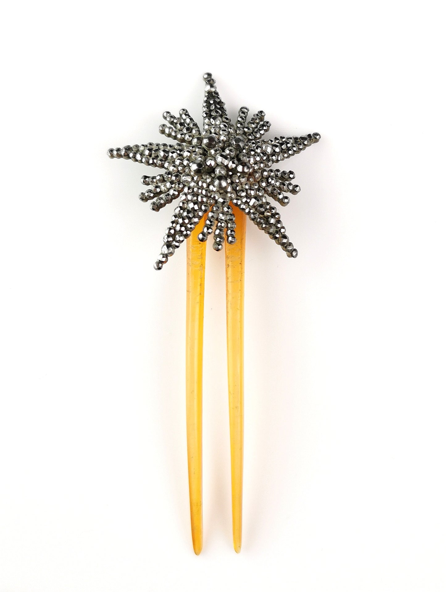 Antique cut steel Star hair comb, Victorian