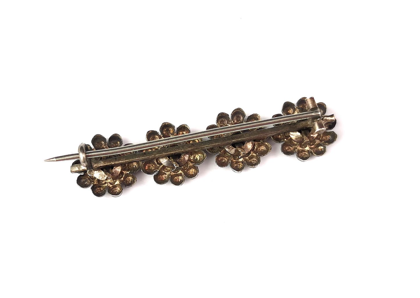 Antique cut steel flower brooch, Victorian