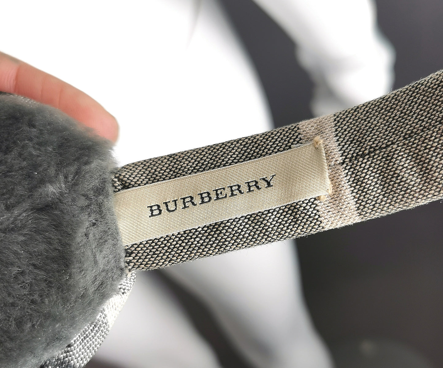 Burberry grey check ear muffs