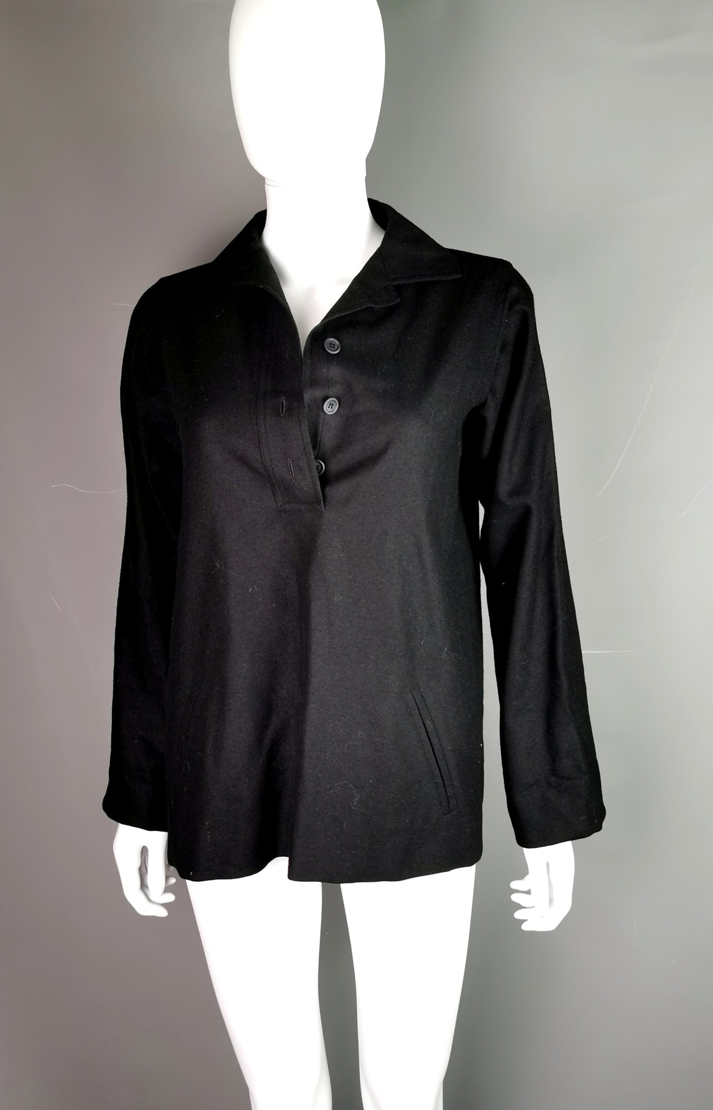 Vintage Yves Saint Laurent Rive Gauche black smock style top, blouse