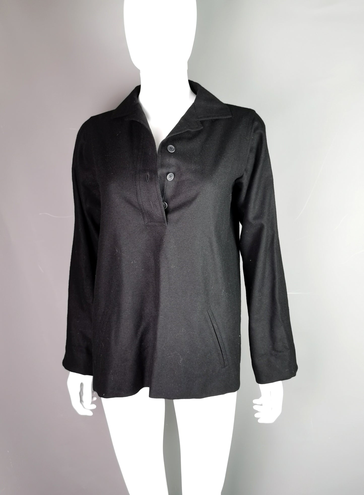 Vintage Yves Saint Laurent Rive Gauche black smock style top, blouse