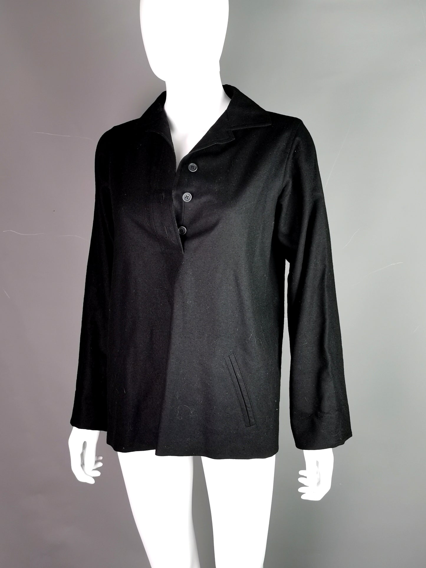 Vintage Yves Saint Laurent Rive Gauche black smock style top, blouse