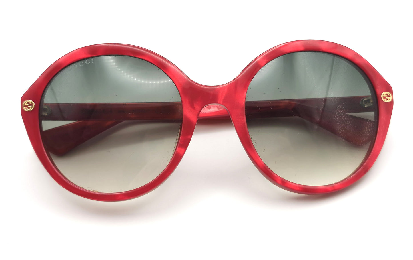 Gucci Oversized Sunglasses, Red marble frame, Gold Bee