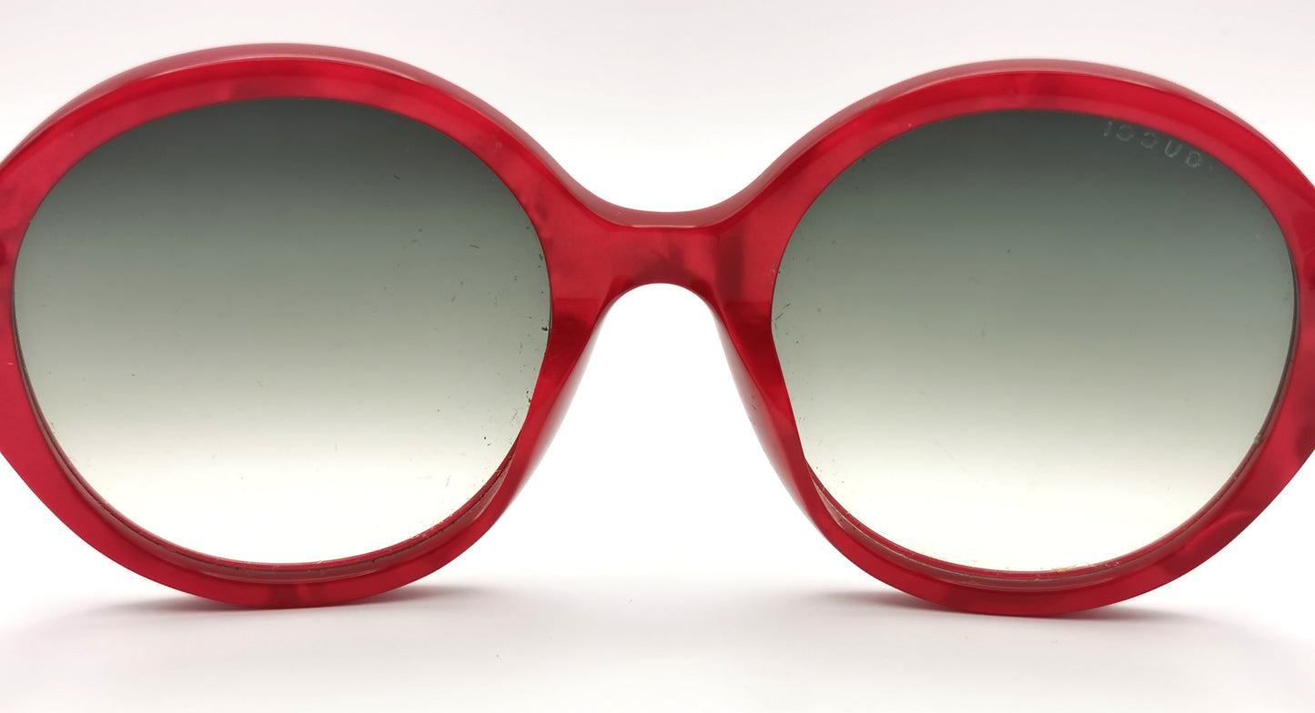 Gucci Oversized Sunglasses, Red marble frame, Gold Bee