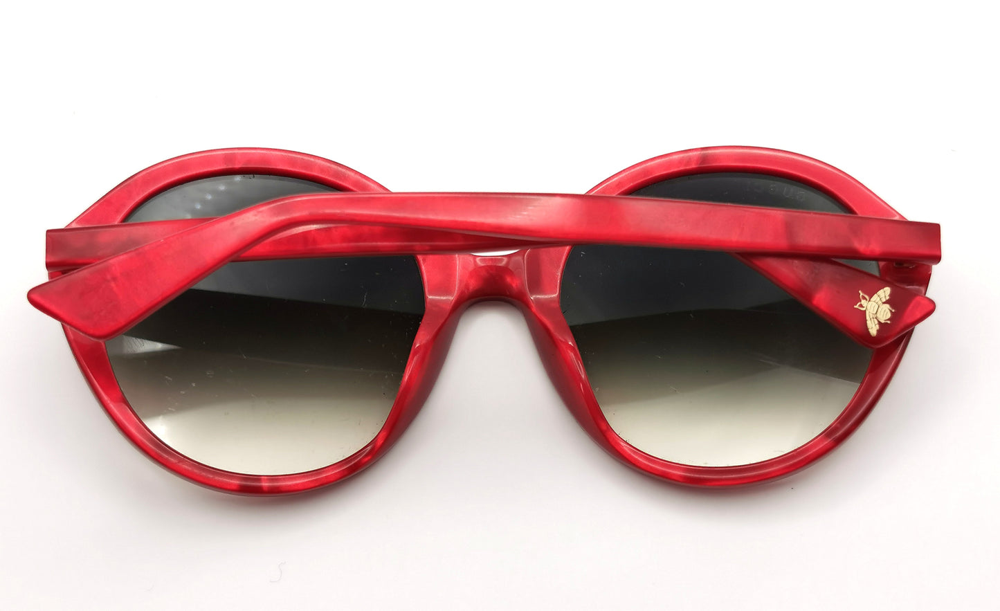 Gucci Oversized Sunglasses, Red marble frame, Gold Bee