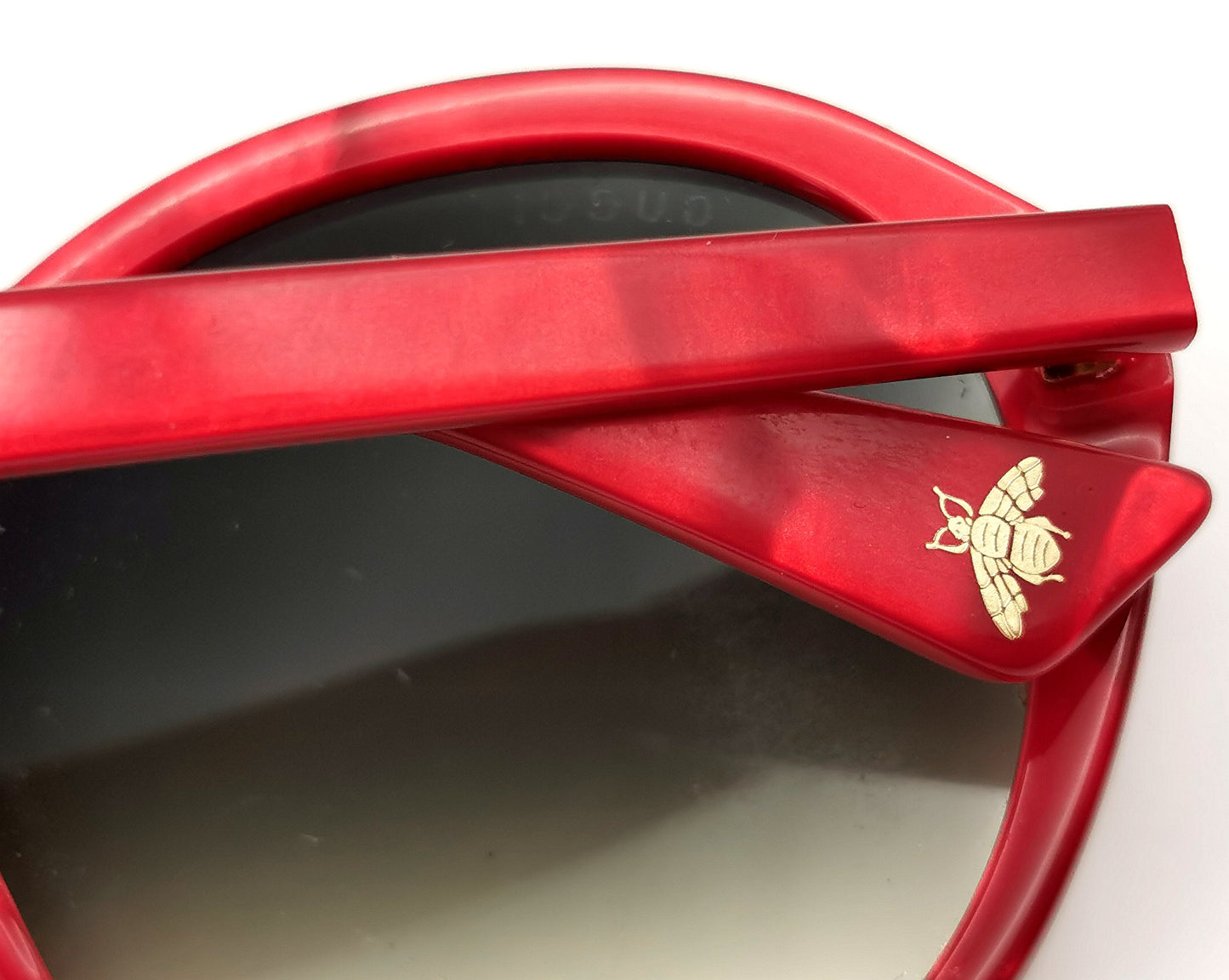 Gucci Oversized Sunglasses, Red marble frame, Gold Bee