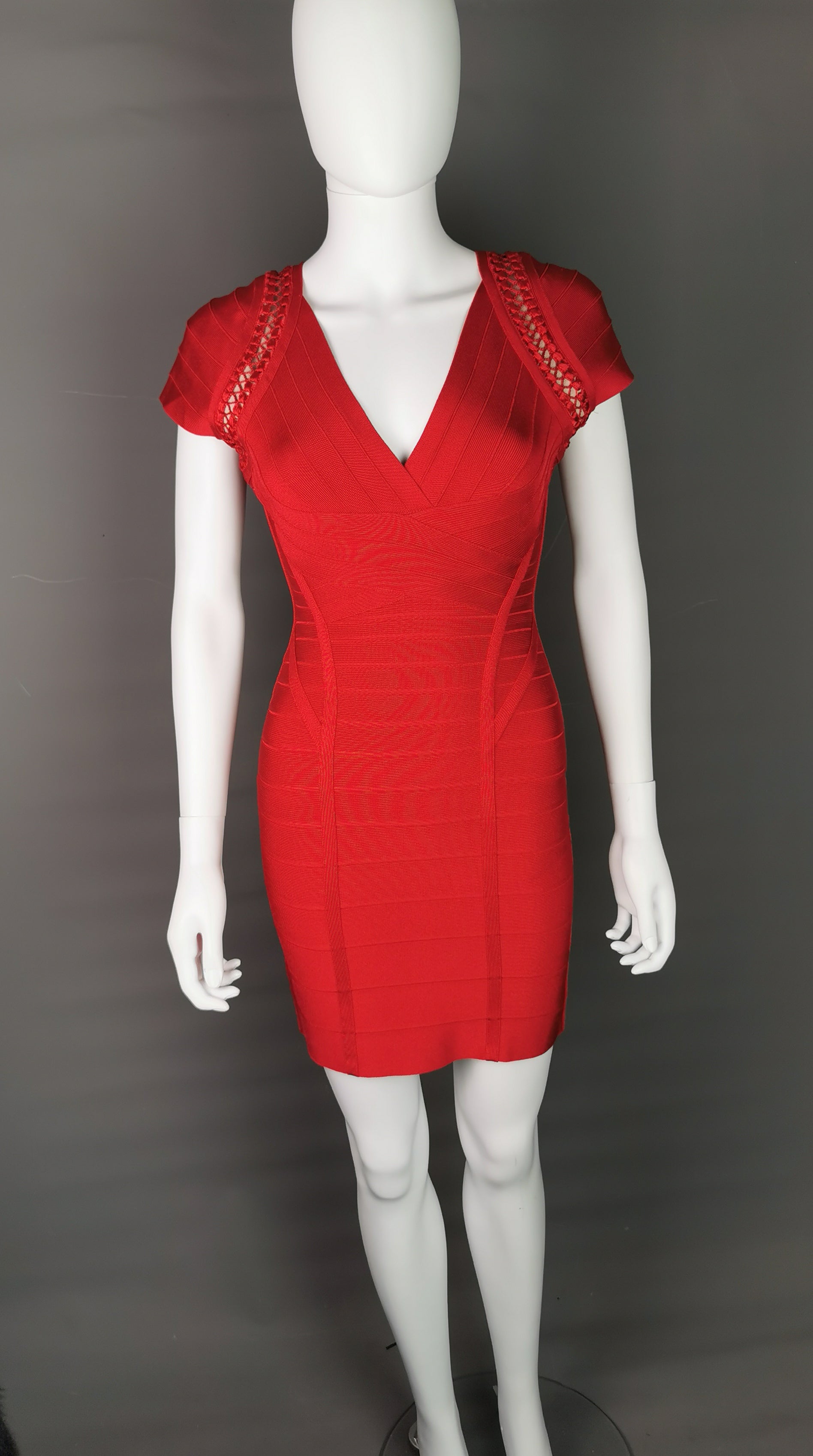 Herve Leger bandage dress, lipstick red, Max Azria – TCTvintage