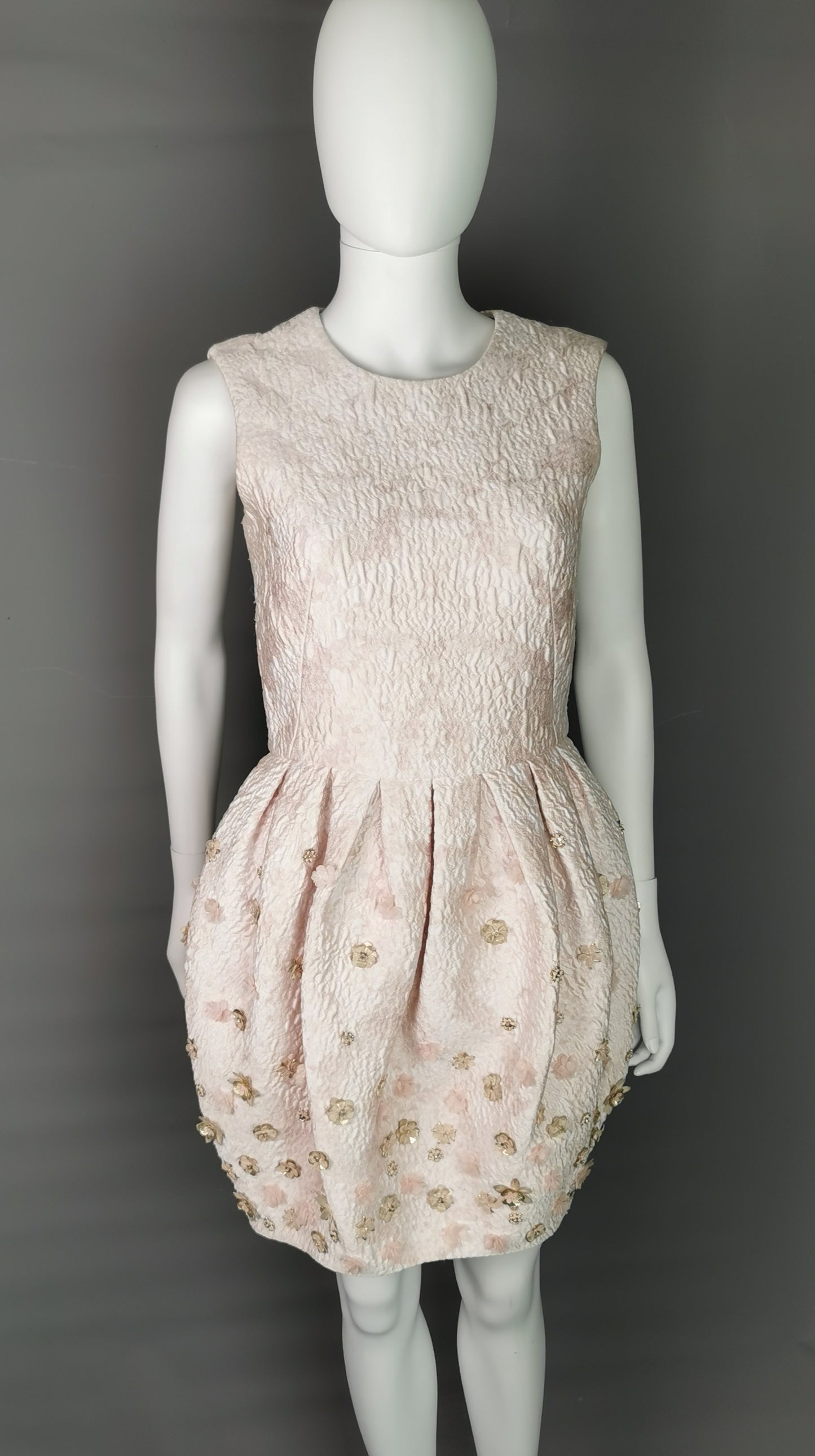 Alexander McQueen puffball embellished silk mini dress