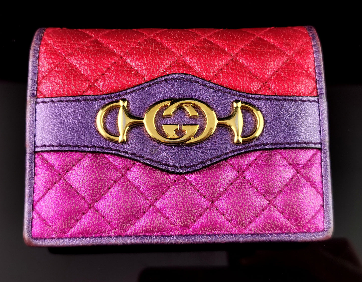 Gucci Zumi Trapuntata Card Case Wallet, multicoloured leather, boxed