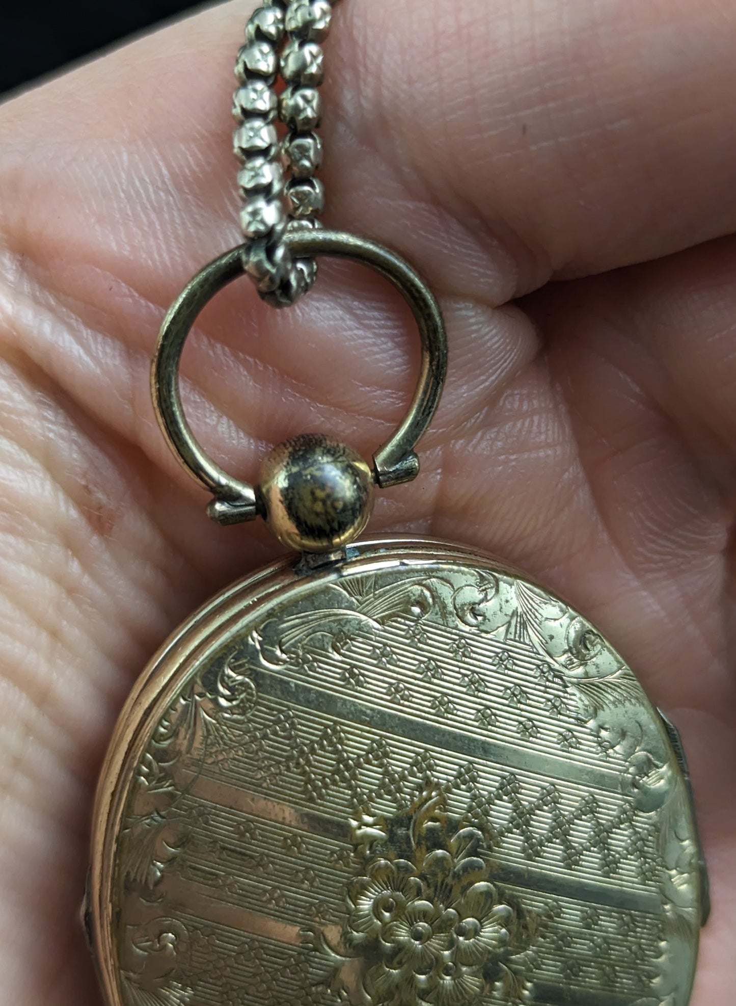 Antique Double sided mourning locket and chain necklace, Victorian