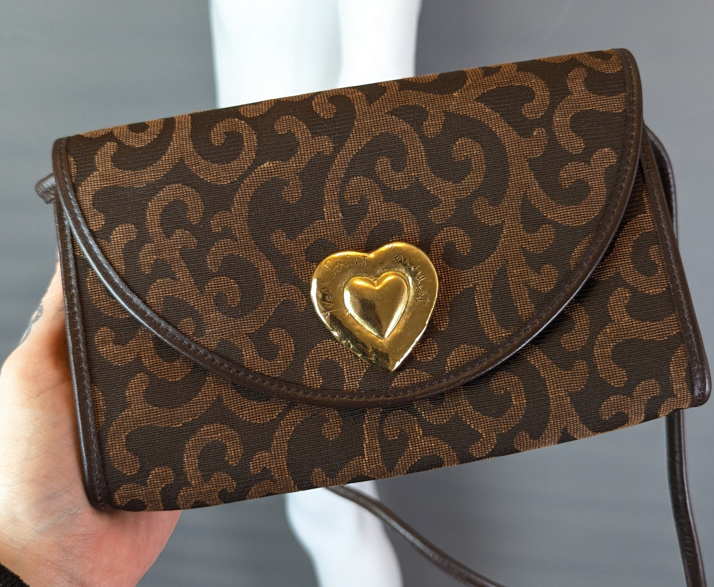 Vintage YSL canvas handbag, gold tone heart