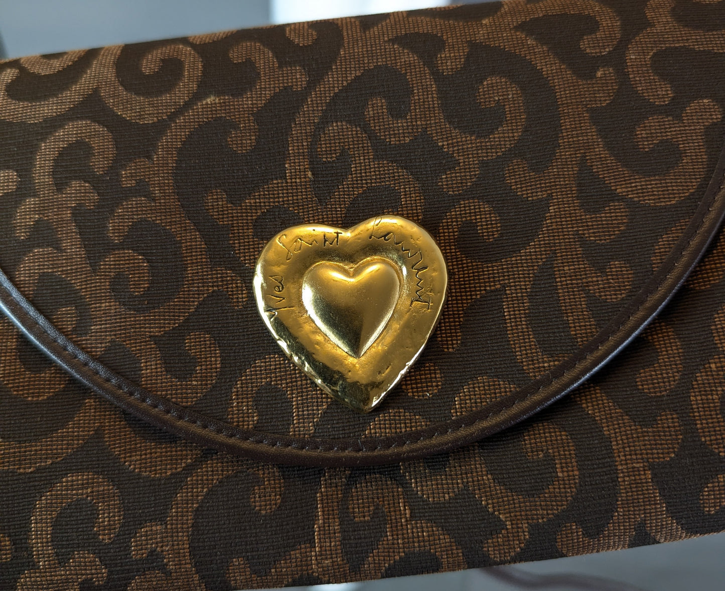 Vintage YSL canvas handbag, gold tone heart